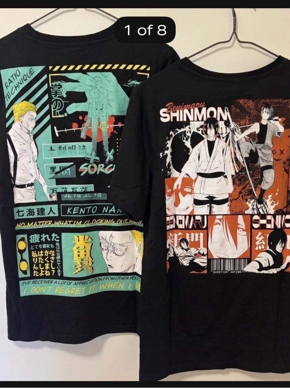 Japanese Anime character Black T-Shirt Sora set of 2 Sz. S kawaii magna Japanese